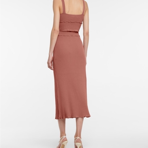 Altuzarra Turley ribbed knit ruffle midi skirt pink size large - Picture 3 of 8